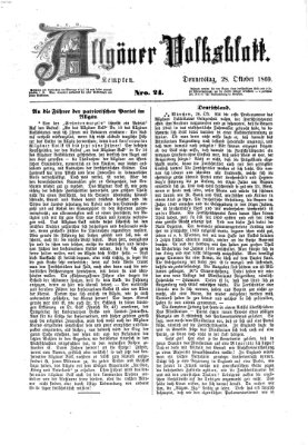 Allgäuer Volksblatt Donnerstag 28. Oktober 1869