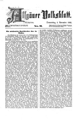 Allgäuer Volksblatt Donnerstag 4. November 1869
