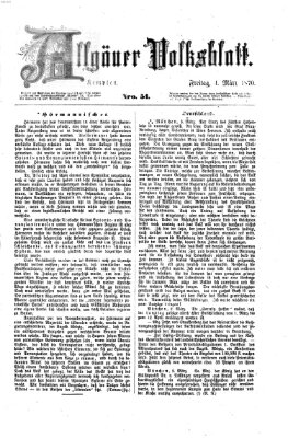 Allgäuer Volksblatt Freitag 4. März 1870