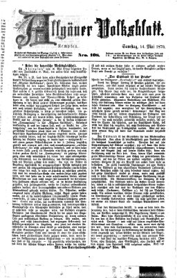 Allgäuer Volksblatt Samstag 14. Mai 1870