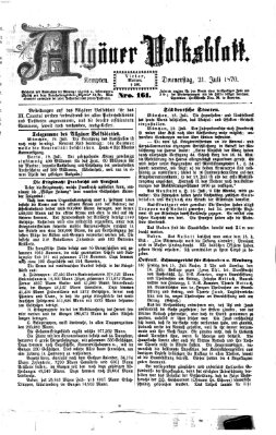 Allgäuer Volksblatt Donnerstag 21. Juli 1870