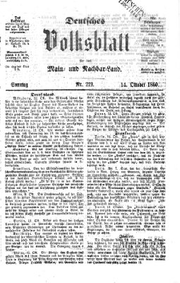 Deutsches Volksblatt für das Main- und Nachbar-Land Sonntag 14. Oktober 1860