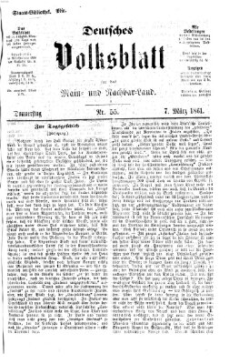 Deutsches Volksblatt für das Main- und Nachbar-Land Donnerstag 7. März 1861
