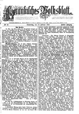 Fränkisches Volksblatt Donnerstag 18. Februar 1869