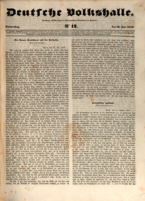 Deutsche Volkshalle Donnerstag 16. Januar 1840