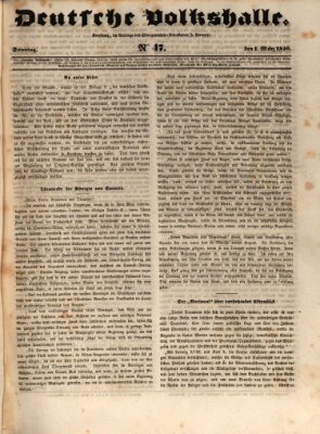Deutsche Volkshalle Sonntag 1. März 1840