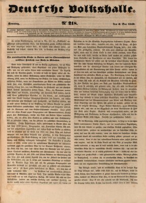 Deutsche Volkshalle Sonntag 6. Dezember 1840