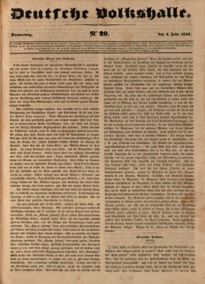 Deutsche Volkshalle Donnerstag 4. Februar 1841