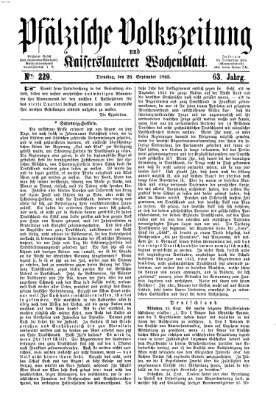 Pfälzische Volkszeitung und Kaiserslauterer Wochenblatt (Pfälzische Volkszeitung) Dienstag 26. September 1865