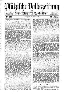 Pfälzische Volkszeitung und Kaiserslauterer Wochenblatt (Pfälzische Volkszeitung) Samstag 28. Oktober 1865