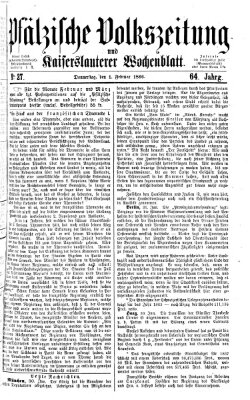 Pfälzische Volkszeitung und Kaiserslauterer Wochenblatt (Pfälzische Volkszeitung) Donnerstag 1. Februar 1866