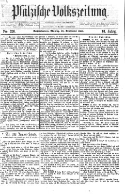 Pfälzische Volkszeitung Montag 24. September 1866