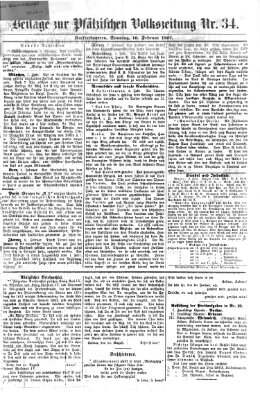 Pfälzische Volkszeitung Sonntag 10. Februar 1867
