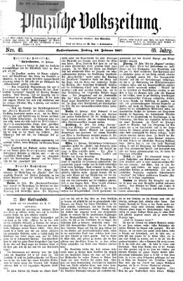 Pfälzische Volkszeitung Freitag 22. Februar 1867