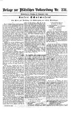 Pfälzische Volkszeitung Dienstag 27. September 1870