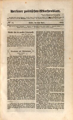 Berliner politisches Wochenblatt Samstag 6. April 1833