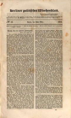 Berliner politisches Wochenblatt Samstag 22. März 1834