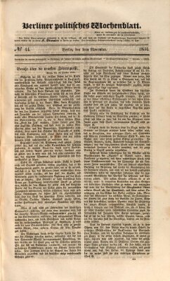 Berliner politisches Wochenblatt Samstag 1. November 1834