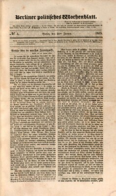 Berliner politisches Wochenblatt Samstag 24. Januar 1835