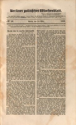Berliner politisches Wochenblatt Samstag 7. März 1835