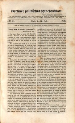 Berliner politisches Wochenblatt Samstag 11. Juli 1835