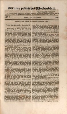 Berliner politisches Wochenblatt Samstag 13. Februar 1836