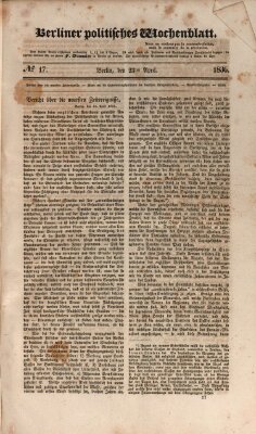 Berliner politisches Wochenblatt Samstag 23. April 1836