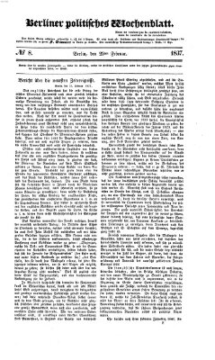 Berliner politisches Wochenblatt Samstag 25. Februar 1837