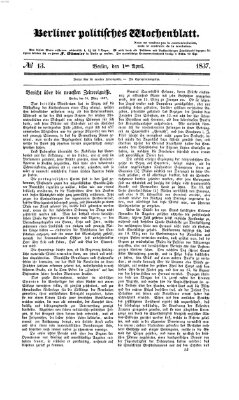 Berliner politisches Wochenblatt Samstag 1. April 1837
