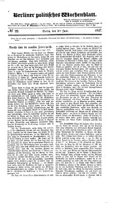 Berliner politisches Wochenblatt Samstag 3. Juni 1837
