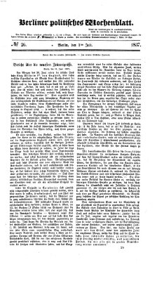 Berliner politisches Wochenblatt Samstag 1. Juli 1837