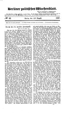 Berliner politisches Wochenblatt Samstag 12. August 1837
