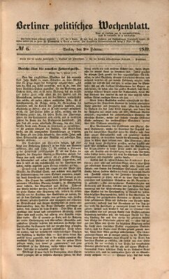 Berliner politisches Wochenblatt Samstag 9. Februar 1839