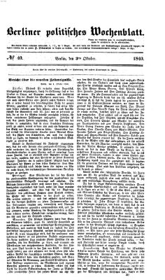 Berliner politisches Wochenblatt Samstag 3. Oktober 1840