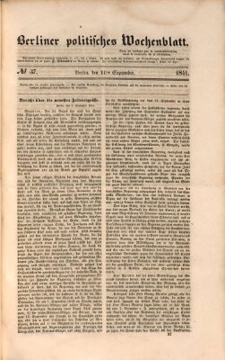 Berliner politisches Wochenblatt Samstag 11. September 1841