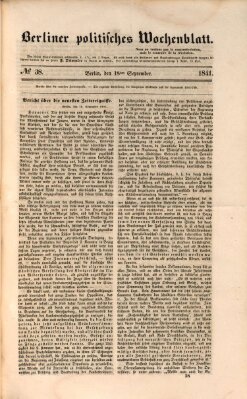 Berliner politisches Wochenblatt Samstag 18. September 1841