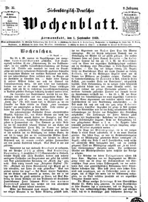 Siebenbürgisch-deutsches Wochenblatt Mittwoch 1. September 1869