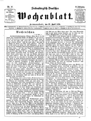 Siebenbürgisch-deutsches Wochenblatt Mittwoch 27. April 1870