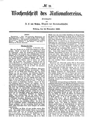 Wochenschrift des Nationalvereins Freitag 16. November 1860