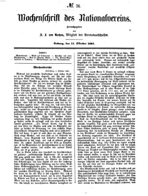 Wochenschrift des Nationalvereins Freitag 11. Oktober 1861