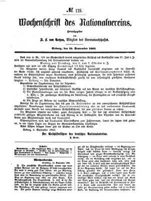 Wochenschrift des Nationalvereins Freitag 19. September 1862