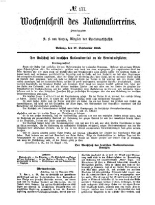 Wochenschrift des Nationalvereins Donnerstag 17. September 1863