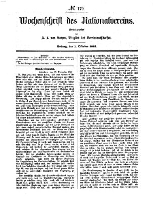 Wochenschrift des Nationalvereins Donnerstag 1. Oktober 1863