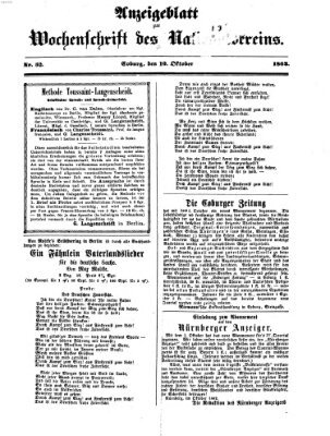 Wochenschrift des Nationalvereins Freitag 10. Oktober 1862