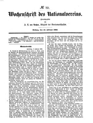 Wochenschrift des Nationalvereins Donnerstag 16. Februar 1865
