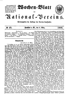 Wochen-Blatt des National-Vereins (Wochenschrift des Nationalvereins) Donnerstag 8. März 1866