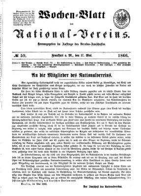 Wochen-Blatt des National-Vereins (Wochenschrift des Nationalvereins) Donnerstag 17. Mai 1866