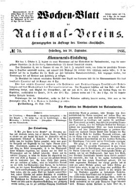 Wochen-Blatt des National-Vereins (Wochenschrift des Nationalvereins) Donnerstag 20. September 1866