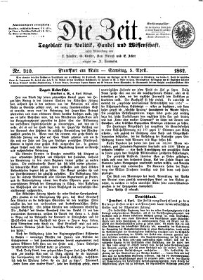 Die Zeit Samstag 5. April 1862