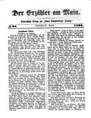 Der Erzähler am Main (Beobachter am Main und Aschaffenburger Anzeiger) Donnerstag 30. August 1866